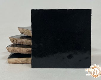 1 SQFT 4inchx4inch BLACK ZELLIGE Tiles - Customizable Tiles For Home Decor - Bathroom , Kitchen And Backsplash Made To Order Tiles