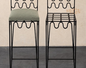 COUNTER  STOOL SET- Sculptural Wavy Chair Set  - The Art Of The Curve  - Customized Upholstery