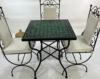 UNIQUE MOSAIC TABLE, Handmade Rectangular Table, Traditional Custom Made Design, Moroccan Zellije Table, Luxurious Outdoor Patio Forniture