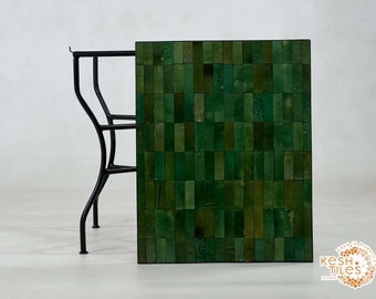 CUSTOMIZABLE MOSAIC TABLE, Handmade Green Rectangular Table, Moroccan Zellije Table, Beautiful Table For Outdoor/Indoor Home Furniture