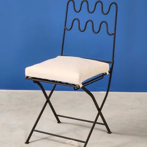 HANDMADE IRON CHAIR - Foldable Handpainted Iron Chair- Luxurious Wrought Chair With Free White Cushion, Unique Home Furniture