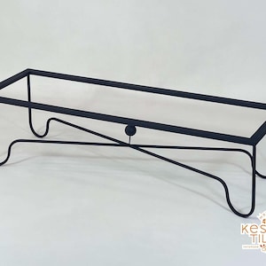 IRON FRAME TABLE - Blackened Table Legs For Marble & Glass Top - Black Iron Legs - Made To Order Mid Century Base - Powder Coated Finishes
