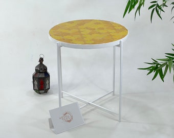 CUSTOM MOSAIC TABLE, Handmade Round Tiles Table, Rustic Coffee Table, Traditional Made To Order Design,  Luxurious Outdoor Patio Furniture