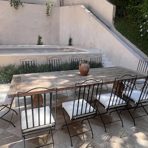 Set Of  TOSCANA IRON CHAIRS - Unique Handmade Iron Stools - Wrought Chairs With Luxurious White Cushions - Home Indoor / Outdoor Furniture