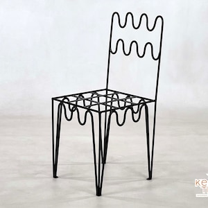 HANDMADE IRON CHAIRS Moroccan Handpainted Iron Stools Luxurious Wrought Chairs With Free White Cushions, Unique Home Furniture zdjęcie 3