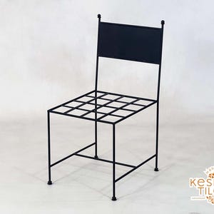 IRON CHAIR - Outdoor/Indoor Wrought Iron Chair - Luxurious Wrought Chair With Chic White Cushion Brown Piping - Chair For Home Furniture