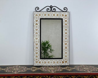 Custom Mosaic Mirror: Moroccan Beige Tiled Mirror, Handmade