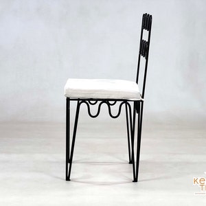HANDMADE IRON CHAIRS Moroccan Handpainted Iron Stools Luxurious Wrought Chairs With Free White Cushions, Unique Home Furniture zdjęcie 9