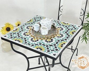 Handmade Moroccan Mosaic Table: 24K Rectangular Design