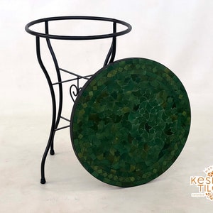 FABULOUS MOSAIC TABLE, Handmade Round Patio Table, Moroccan Mosaic Forest And Dark Green Table, Traditional Custom Made Garden Furniture.