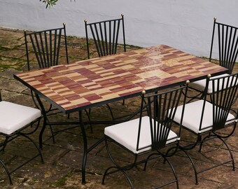 Customizable Moroccan Mosaic Table, Handmade Rectangular Garden Furniture