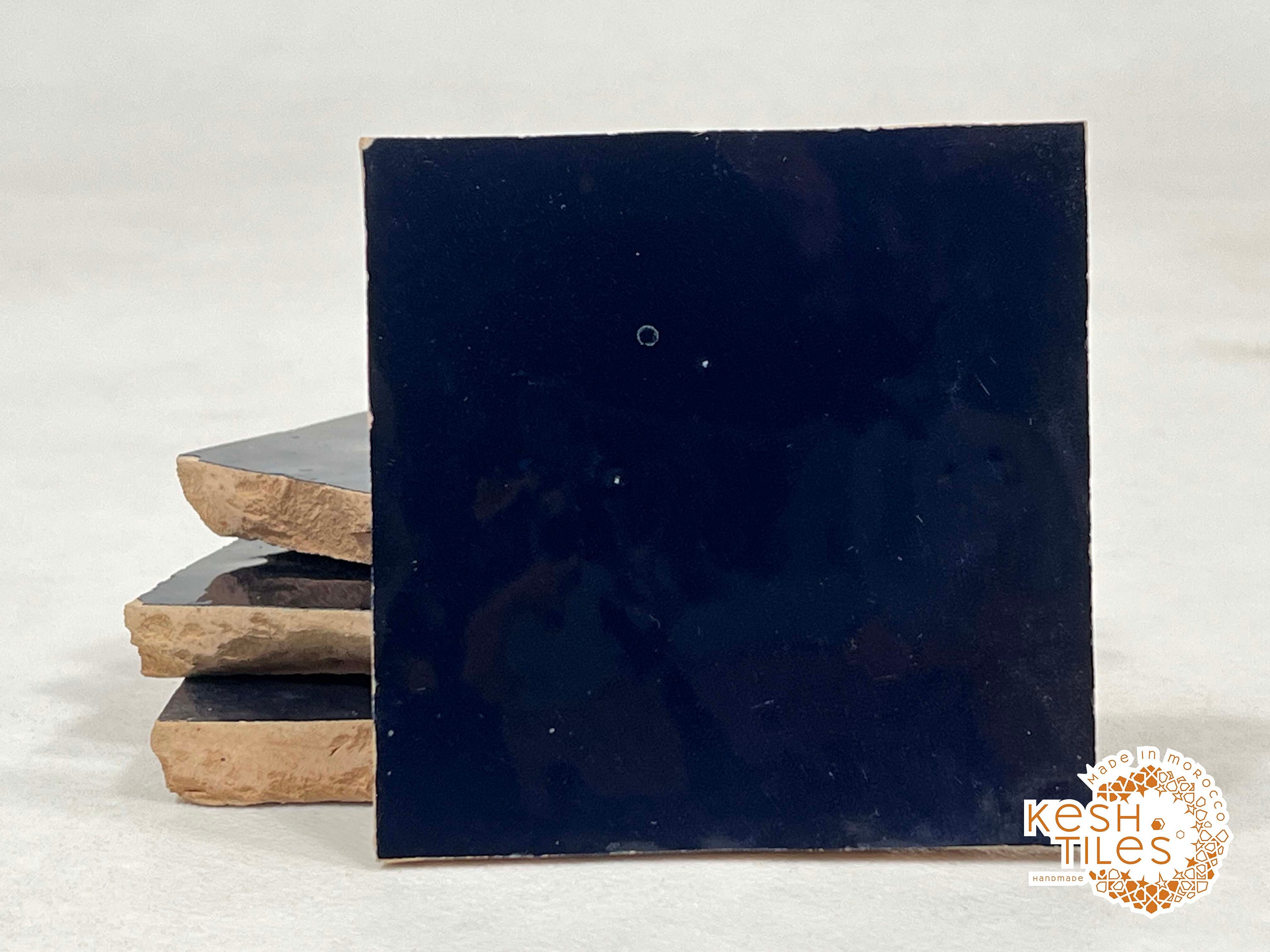 1 Square Feet Of 4"x4" DARK NAVY BLUE Zellige Tiles - Customizable Tiles For Home Decor - Bathroom, Kitchen & Backsplash Made To Order Tiles