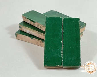 BEJMAT ZELLIGE VERT 1 pi² - 14 x 4,5 cm | Carrelage 6 x 2 po. pour décoration intérieure - Sols et murs de salle de bains, cuisine et murs - Carrelage sur commande