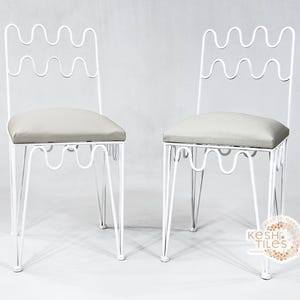 SET Of IRON CHAIRS - Confortable Moroccan Wrought Iron Chairs - Luxurious Chairs With Leather Upholstery , Home Decor Furniture