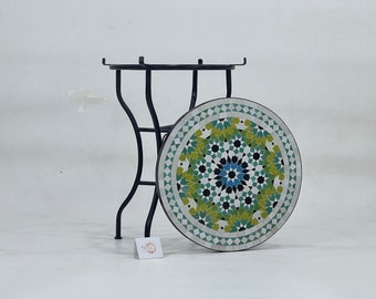Moroccan Mosaic Table: Handmade Round Patio Garden Table