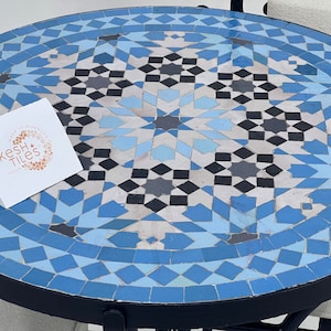Custom MOSAIC TABLE, Handmade Round Table, Moroccan Mosaic Table, Traditional Design,  Luxurious Outdoor Furniture, Colorful Geomtric Patio