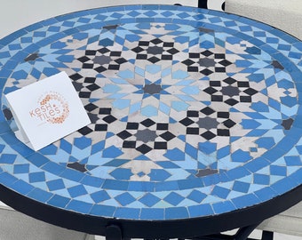 Custom MOSAIC TABLE, Handmade Round Table, Moroccan Mosaic Table, Traditional Design,  Luxurious Outdoor Furniture, Colorful Geomtric Patio