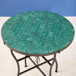 GREEN MOSAIC TABLE, Handmade Dark And Faded Green Round Coffee Table, Traditional Custom Made Design,  Luxurious Outdoor Coffee Table