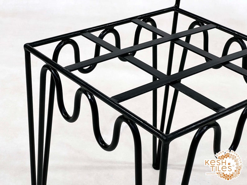 HANDMADE IRON CHAIRS Moroccan Handpainted Iron Stools Luxurious Wrought Chairs With Free White Cushions, Unique Home Furniture zdjęcie 7