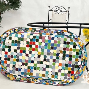 GORGEOUS MOSAIC TABLE - Custom Made Oval Table, Moroccan Traditional Colorful Made To Order Design, Luxurious Outdoor Patio Furniture