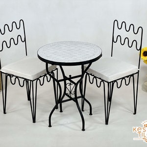 Handmade Mosaic Table: White Round Patio Furniture