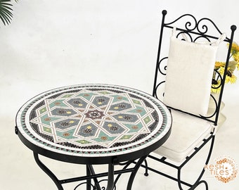 GORGEOUS MOSAIC TABLE, Handmade Round Table, Moroccan Colorful Table, Traditional Custom Made Design,  Luxurious Outdoor Garden Furniture