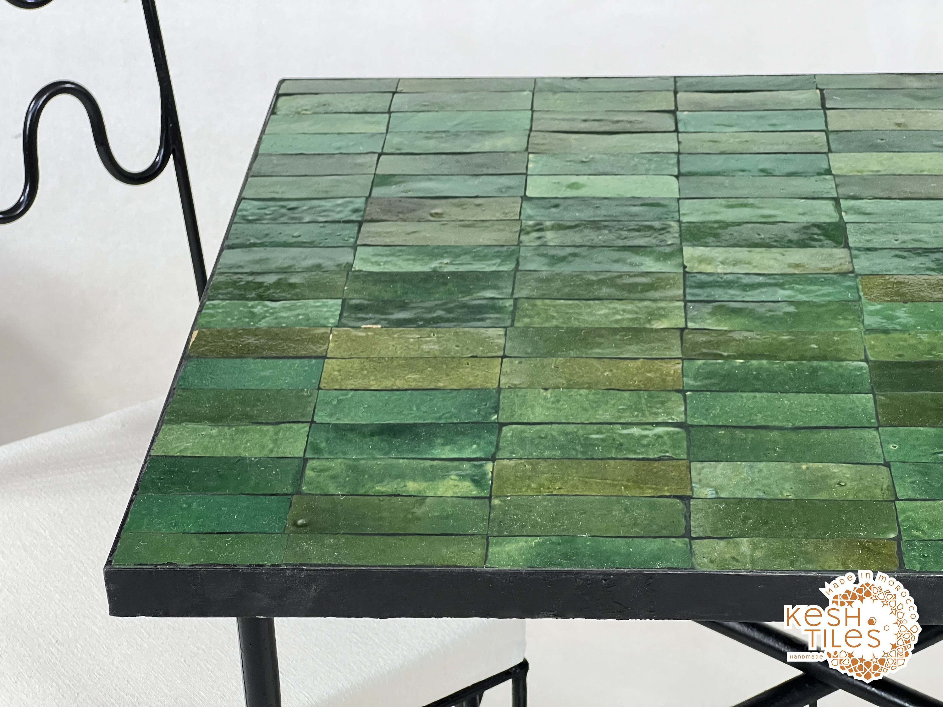 CUSTOMIZABLE MOSAIC TABLE, Handmade Green Rectangular Table