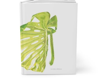 Hardcover Monstera Leaf Plant Botanic Watercolor Painting Notebook/Journal Matte – Lined