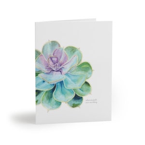 Acuarela Botánica Suculenta Planta Arte Tarjetas de Felicitación Set w sobres (8, 16 y 24 piezas) - para cumpleaños, aniversario, notas de agradecimiento.