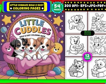Libro para colorear Little Cuddles / Páginas de animales fáciles y llamativas (Descarga digital)