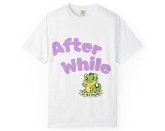 Camiseta con estampado de dinosaurio "After While Little Chomp" / Camiseta de algodón teñida en prenda.
