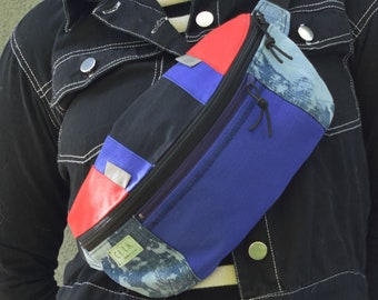 Denim Crossbody Bag With Adjustable Strap, Sustainable Underarm Bag, upcycled Banana Bag, Everyday Sling Bag, Fabric Shoulder Bag