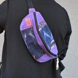 Space Theme Crossbody Bag With Adjustable Strap, One Of a Kind upcycled Underarm Sling Bag, Ethical Sustainable Cross Shoulder Bag