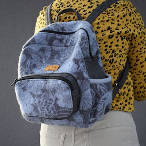 upcycled Backpack, Medium Wool Backpack, Ethically Made Shoulder Bag, Woolen Bag, Bohemian Backpack, Recycled Backpack