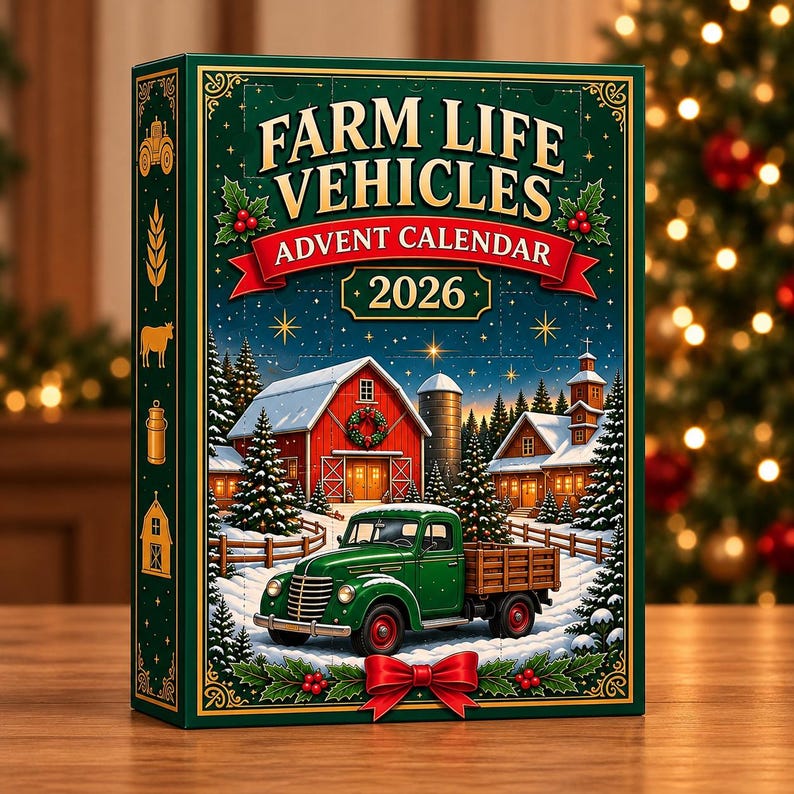 2026 Farm Vehicle Advent Calendar, 2D Flat Acrylic Tractor Truck ...