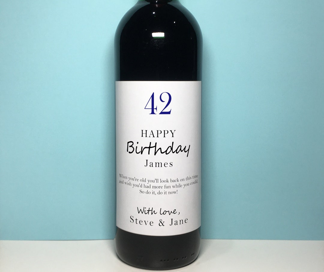 Personalised Funny Birthday Wine Label x2, Birthday Wine Bottle Label