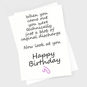 Rude Birthday Card, Funny Birthday Card, Offensive Dirty Inappropriate