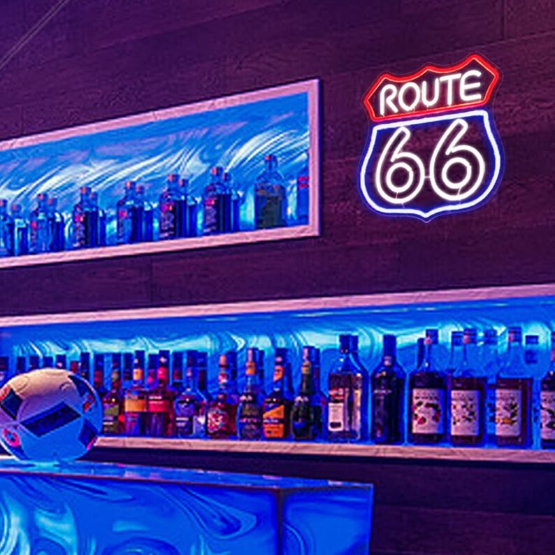 Route 66 US Highway Bar Club Neon Sign Modern Decor Wall Etsy