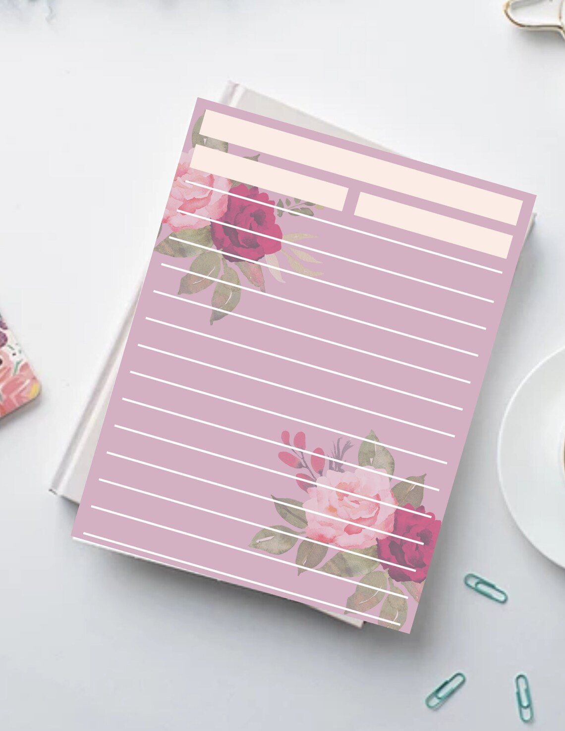 Pink Blank Rose Paper Printable, Digital, Svg, Pdf, Png, Jpg - Etsy