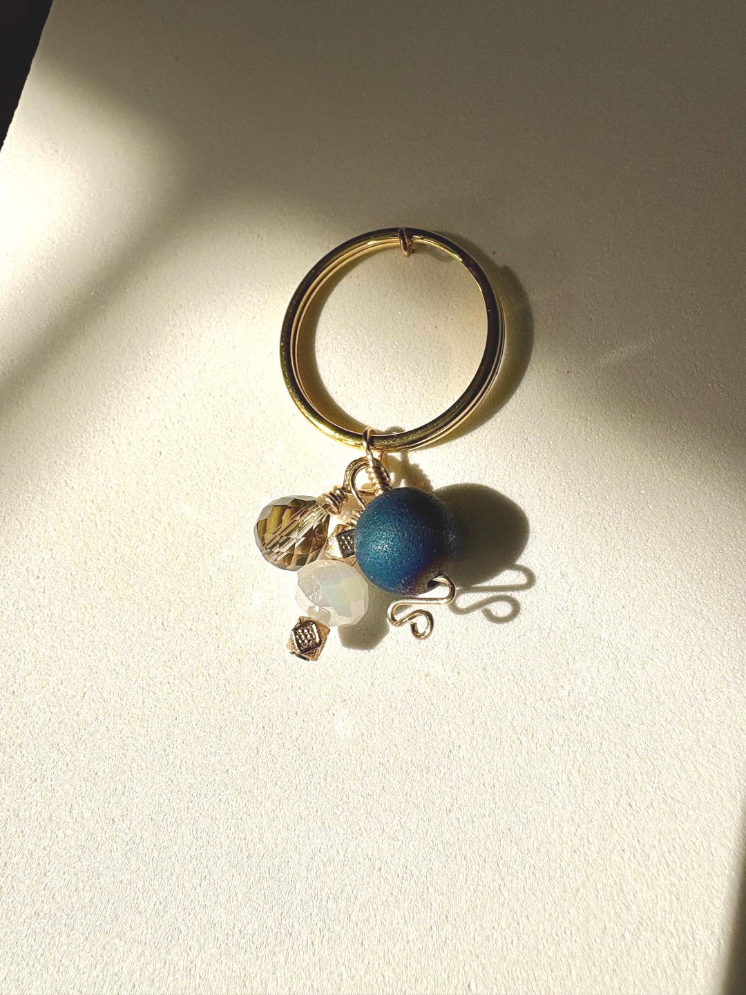 Handcrafted Keychain in Blue and Gold - Perfect Gift Idea - Etsy