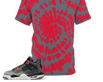 Shirt to Match Jordan 4 Infrarot Sneaker Colorway Tie Dye Print Design V1