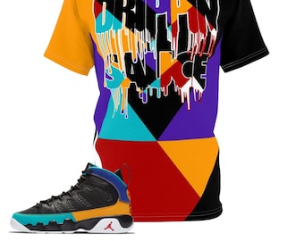 Shirt to Match Jordan 9 Dream It Do It Sneaker Colorway Colorblock Drippin Sauce Design