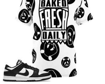 Camisa a juego con Dunk Low White Black Panda Sneaker Colorway Panda + Baked Fresh Daily Design V2