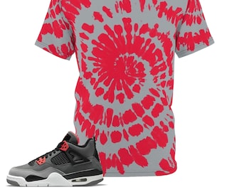 Shirt to Match Jordan 4 Infrarot Sneaker Colorway Tie Dye Print Design V2