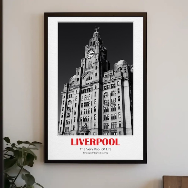 Liverpool Liver Building Poster, Liverpool Travel Poster, Liver Bird print, Wallart, Pool of Life art direct from photographer.