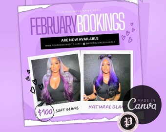 February Booking Flyer, Valentines Day Hair Flyer, Valentines Day Flyer, Hair Flyer, Lash Booking Flyer, Book Now Flyer, Nail Tech Flyer