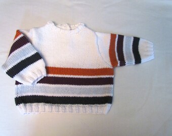 Pull bébé 3 mois coton et acrylique tricoté main