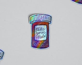Sticker scintillant pour bouteille de pilules – rappel de santé mentale, sticker pour ordinateur portable