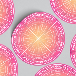 Sticker periodecyclus + maanstanden (niet meer leverbaar!) - sticker vrouwelijke cyclustracker voor laptops, waterflessen en tijdschriften