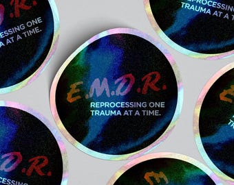 EMDR Circle Glitter Sticker—Mental Health Laminate Sticker for Laptop, Water Bottle & Journals
